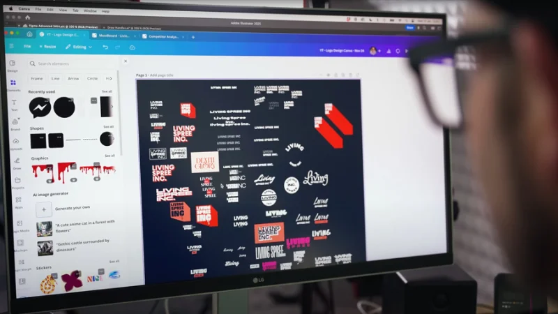designing alternative logo interpretations for a brand in canva