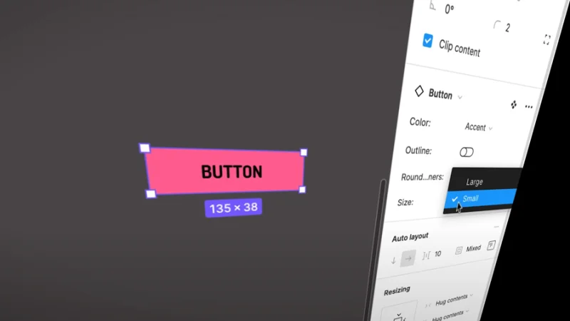 design a user interface button object in figma