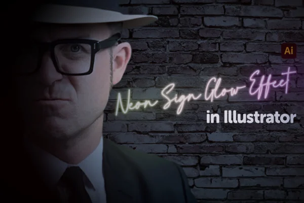 image of Daniel Scott dressed as a noir movie detective introducing neon effect in illustrator