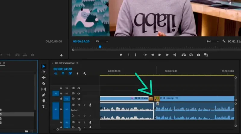 dip to black transition placed over timeline in premiere pro
