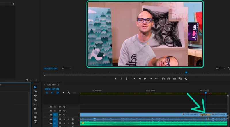page peel transition example in premiere pro