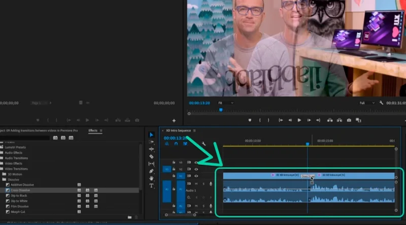 zoomed in sequence detail from timeline in premiere pro