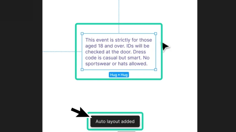 text box set as an auto layout frame in figma