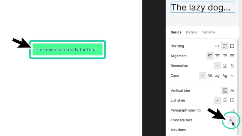 truncating text inside an auto layout frame in figma