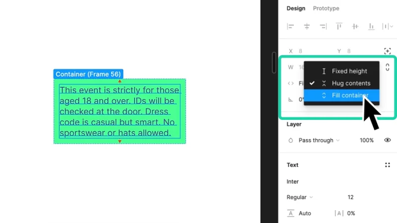 setting horizontal and vertical auto layout resizing to fill container in figma