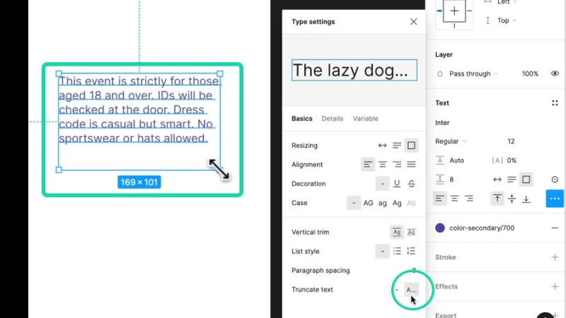 resizing truncated text box in figma