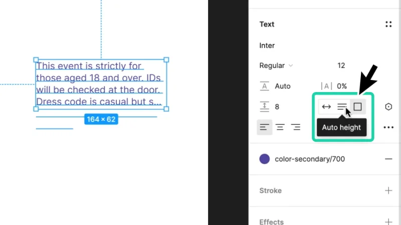 assigning auto height text resizing option to text box in figma