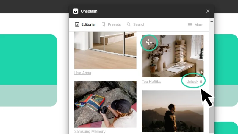 unsplash plus exclusive image thumbnail in figma
