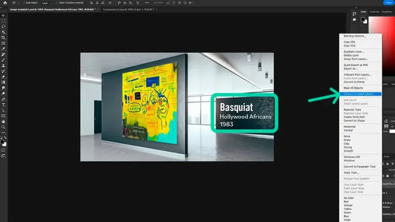 Converting text layer to smart object in adobe photoshop