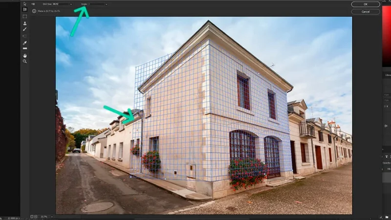 Vanishing Point settings box in adobe photoshop