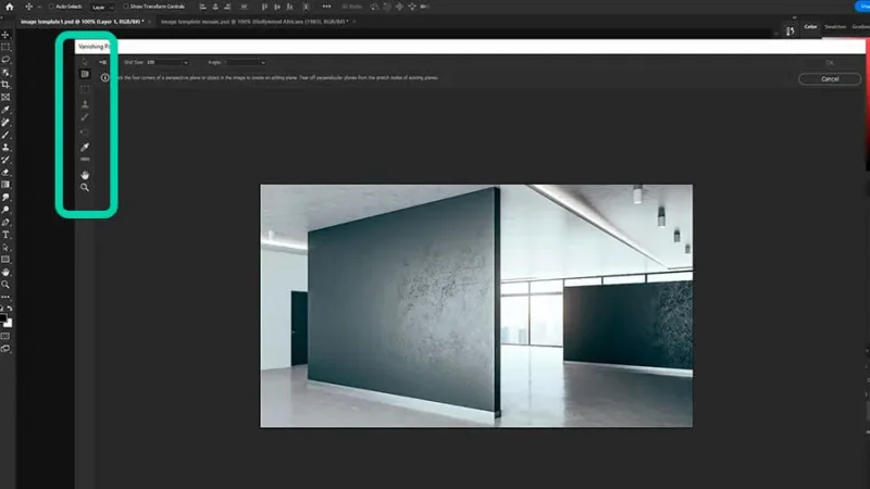 Vanishing Point dialog box in adobe photoshop