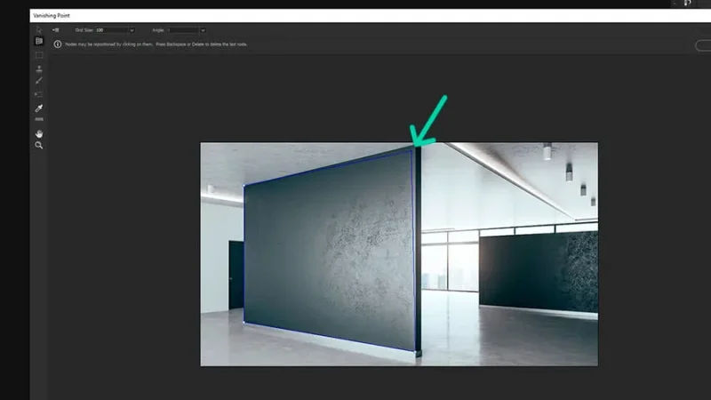 Four node points highlighted over black wall in adobe photoshop
