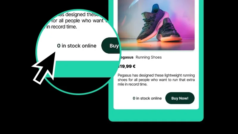 high fidelity prototype presentation with stock counter at zero