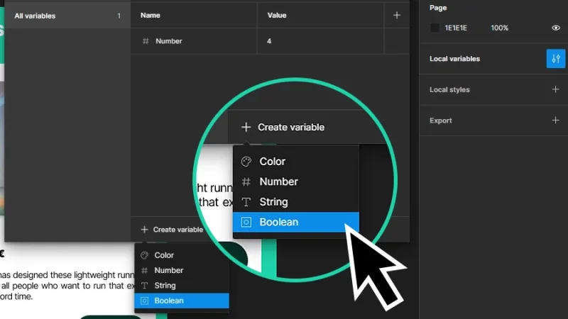 creating a boolean variable in figma