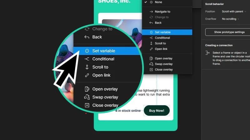 assigning a variable to a call to action button in figma