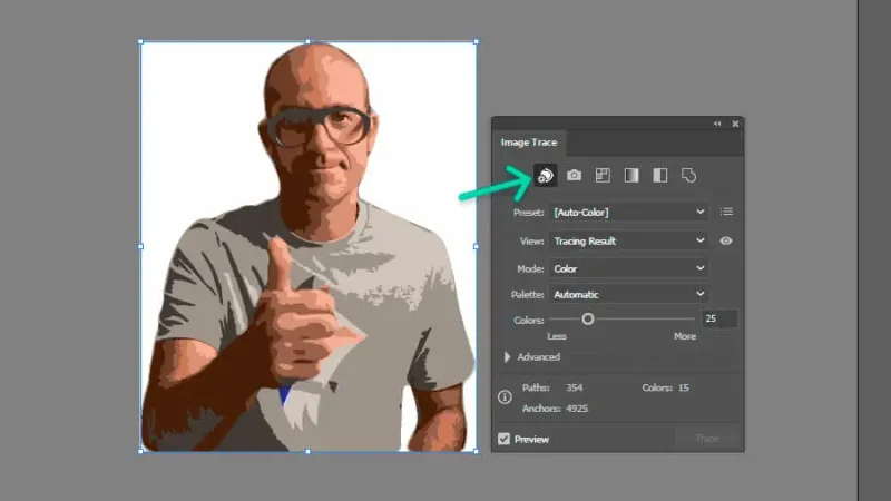 auto-color preset version of daniel scott’s image traced photo in adobe illustrator