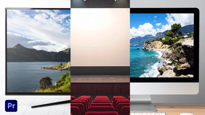 image of combined television, theatre, and computer screens