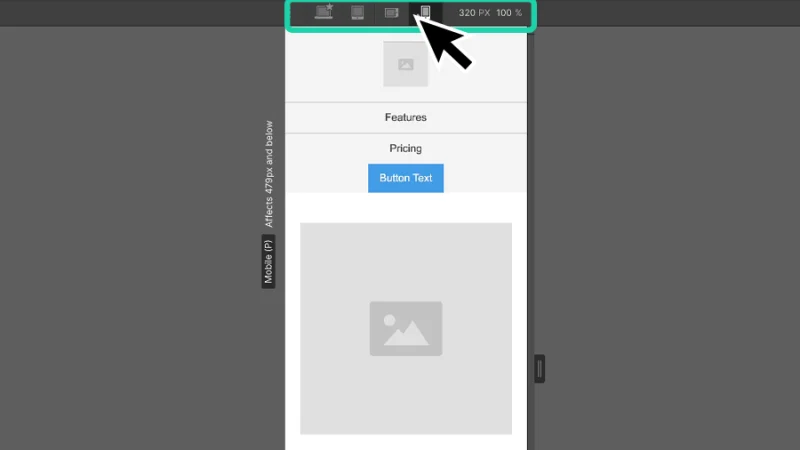 mobile screen responsive design preview in webflow