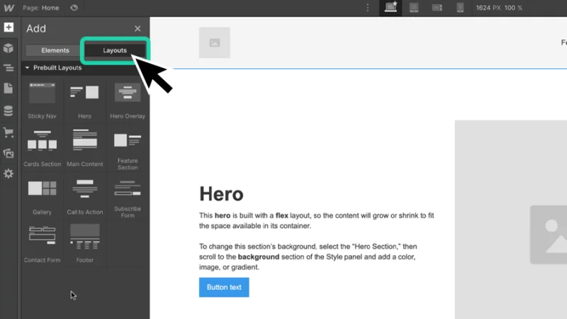 adding parent elements to project in webflow
